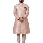 Stunning Rose Gold Banarasi Brocade Achkan | Father Son Combo | Perfect for Grooms Achkan